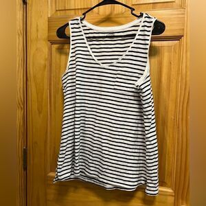 Old Navy size L black and white striped tank top